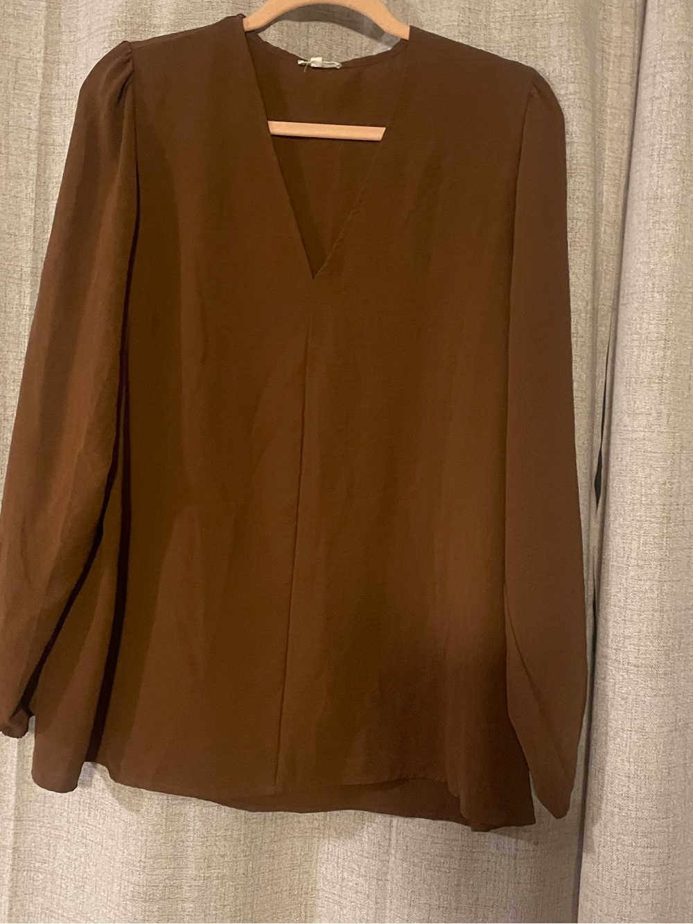 Womens Jodifl Brown V-Neck Long Sleeve Blouse